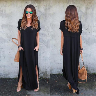Stylish T-shirt Maxi Dress with Front Slits