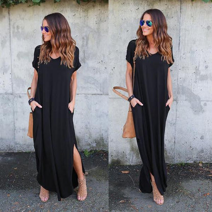 Stylish T-shirt Maxi Dress with Front Slits
