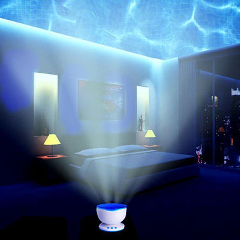 Ocean Night Light Projector w/ Built-in Speaker - Kids Bedroom Home Relaxing Night Lamp Decor