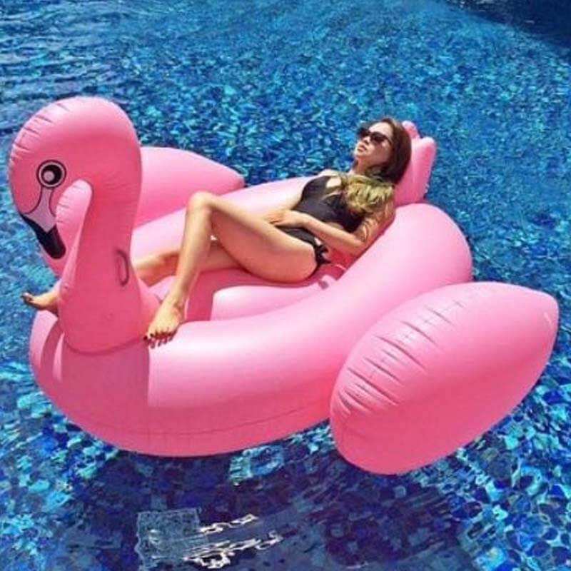 Inflatable Flamingo Float - Beach Vacation Backyard Swimming Pool Summer Party Toy